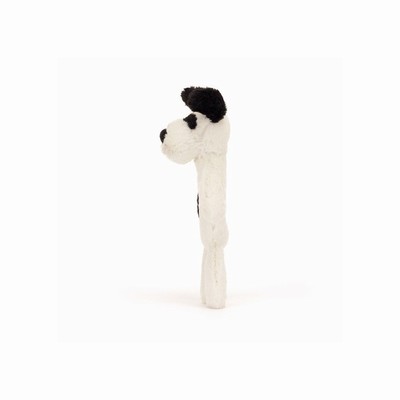 Jellycat Bashful Black & Cream Puppy Ring Rattle Australia | 106532LJP